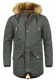 !Solid Vidage Herren Winter Jacke Parka Mantel Lange Winterjacke gefüttert mit Kunst-Fellkapuze, Größe:M, Farbe:Dark Grey (2890)