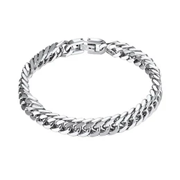 PROSTEEL Herren Armband Edelstahl Panzerkette Armband schwer Glieder Link Kettenarmband 21CM Armkette Armreif, 8mm Breit, Silber