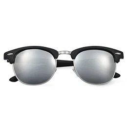 Yveser Polarisierte Sonnenbrille für Männer & Frauen (Silber Linse/Schwarze Matte Rahmen)