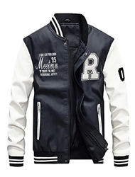 Vogstyle Herren Winterjacke Bomberjacke Fliegerjacke Freizeit Reißverschluss Jacke Mantel Weiß