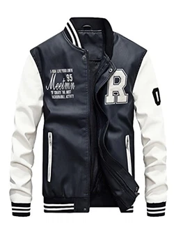 Vogstyle Herren Winterjacke Bomberjacke Fliegerjacke Freizeit Reißverschluss Jacke Mantel Weiß
