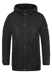 !Solid Daemon Herren Winter Jacke Parka Mantel Lange Winterjacke gefüttert mit Stehkragen und Kapuze, Größe:S, Farbe:Black (9000)