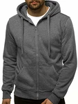 OZONEE Herren Kapuzenpullover Sweatjacke Sweatshirt Kapuzenjacke Kapuzenpulli mit Reißverschluss Langarm Hoodie Sport Style Casual Fitness Training Basic (2008) dunkelgrau
