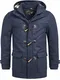 Indicode Herren Ervin Dufflecoat aus hochwertiger Wollmischung mit Stehkragen & Kapuze   kurzer gefütterter Wintermantel Lange Jacke Wollmantel Herrenmantel Mantel für Männer Navy M