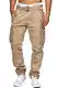 Indicode Herren William Cargohose aus Baumwolle m. 7 Taschen inkl. Gürtel   Lange Regular Fit Cargo Hose Baumwollhose Freizeithose Wanderhose Trekkinghose Outdoorhose für Männer Fog M