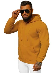 OZONEE Herren Kapuzenpullover Sweatjacke Sweatshirt Kapuzenjacke Kapuzenpulli mit Reißverschluss Langarm Hoodie Sport Style Casual Fitness Training Basic (2008) Camel