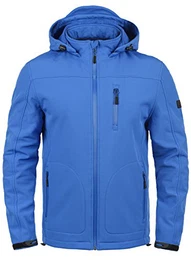 Indicode Deegan Herren Softshell Jacke Funktionsjacke Übergangsjacke Mit Abnehmbarer Kapuze Und Fleece-Futter, Größe:M, Farbe:Cobalt