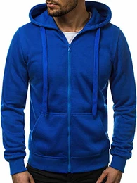 Herren Kapuzenpullover Sweatjacke Sweatshirt Farbvarianten Kapuzenjacke Kapuzenpulli mit Reißverschluss Langarm Hoodie Sport Style Casual Fitness Training Basic J.Style 2008 BLAU L
