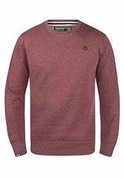 SDBenn Herren Sweatshirt Pullover Sweater mit Rundhals-Ausschnitt Rippbündchen Label-Details Baumwollmischung Regular fit, Größe:3XL, Farbe:Wine Red Melange (8985)