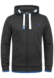!Solid BenjaminZip Herren Sweatjacke Kapuzenjacke Hoodie Mit Kapuze Reißverschluss Und Fleece-Innenseite Dunkelgrau Melange (8999)