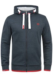 !Solid BenjaminZip Herren Sweatjacke Kapuzenjacke Hoodie Mit Kapuze Reißverschluss Und Fleece-Innenseite INS BLU (P8991)
