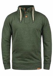 !Solid TripTroyer Herren Sweatshirt Pullover Troyer Pulli Mit Stehkragen Und Knopfverschluss, Größe:M, Farbe:Climb Ivy Melange (8785)