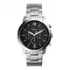 Fossil Neutra uhr für Herren, Chronographenwerk mit Edelstahl- oder Lederarmband, Silberton und Schwarz, 44MM