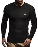 Leif Nelson Herren Strick-Pullover Rundhals Slim Fit LN1545 Schwarz