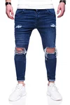 Rello & Rees Herren Destroyed Jeans Hose JN-3299 Dunkelblau (JN-3299)