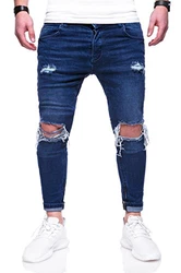 Rello & Rees Herren Destroyed Jeans Hose JN-3299 Dunkelblau (JN-3299)