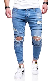 Herren Destroyed Jeans Hose JN-2763 [Hellblau, W31/L32]