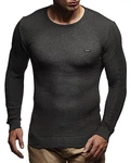Leif Nelson Herren Strick-Pullover Rundhals Slim Fit LN1545 Anthrazit Leif Nelson Herren Strick-Pullover Rundhals Slim Fit LN1545 Anthrazit