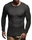 Leif Nelson Herren dünner Strick-Pullover Rundhals-Ausschnitt Slim Fit Winter Sommer Moderner Männer Winterpullover Wollpullover Langarm Crew Neck Feinstrick LN1545 Anthrazit Medium