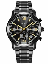 Armbanduhr Herren Damen schwarz Edelstahl Metallarmband Kalender Datum