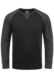 Blend BHAari Herren Sweatshirt Pullover Sweater mit Rundhals-Ausschnitt Rippbündchen Baumwollmischung Regular fit, Größe:M, Farbe:Black (70155)