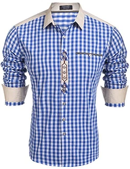 COOFANDY Herren Trachtenhemd blau
