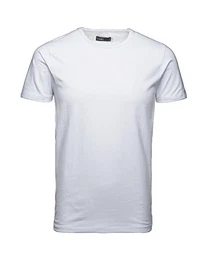 Jack and Jones Herren T-Shirt Basic Rundhals 3er Pack einfarbig Slim Fit in weiß schwarz blau grau (M, 3er Pack O weiß)