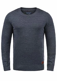 Lars Herren Strickpullover Feinstrick Pullover Mit Rundhals Und Melierung, Größe:M, Farbe:Ensign Blue (70260)