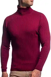 Herren Rollkragen-Pullover Herren Rolli S-5 XL • Rollkragenpullover für Herren mit Streifenmuster • Angenehmer Pullover Herren Langarm (M, Bordo)