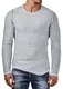 EightyFive Herren Strick Pullover Slim Fit Rundhals Meliert Schwarz Weiß EF15031, Größe:L, Farbe:Weiß