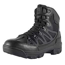 Herren Stiefel Atmungsaktiv Outdoor Wanderschuhe Taktisch Kampfstiefel Militär Stiefel Alles Gelände Stiefel zum Trekking (Schwarzes Leder,43)