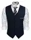 COOFANDY Anzugweste für Herren V-Ausschnitt Slim fit Modern HerrenWeste Einfarbig Formale Hochzeit Party Elegant Weste Navy M