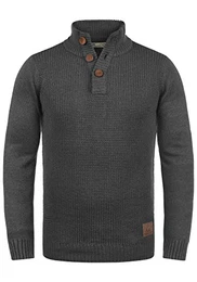 !Solid Travon Herren Strickpullover Troyer Feinstrick Pullover Mit Stehkragen Und Knopfleiste, Größe:3XL, Farbe:Oyster Grey (8215)