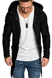 Herren Oversize Jacke Kapuzenpullover Sweatshirt Hoodie Sweatjacke Pullover 4010 Schwarz M