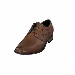Business Halbschuh aus Leder, Derby mit Hand Finish und Perforation, Braun, 41 EU