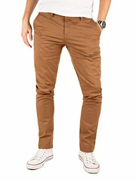 Chino Hose Herren Beige - Modell Kyle by Yzb Jeans Braun - Braune Business Chinohose für Maenner mit Stretch, Camel (Otter 181018), W32/L30