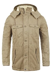 Kenneth Herren Winter Jacke Parka Mantel Lange Winterjacke gefüttert mit Teddy-Futter und Kapuze, Größe:M, Farbe:Safari Brown (75115)