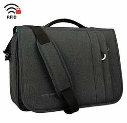 Laptop Tasche 16 Zoll Schultertaschen Business Aktentasche Wasserabweisend Umhängetasche Erweiterbar Extra Große Kapazität für Schule/Reisen/Frauen/Männer-Schwarzgrau MEHRWEG