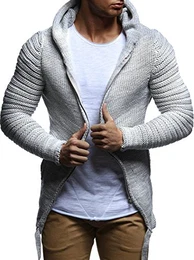 Herren Grobstrick Kapuzenjacke – Stylische Strickjacke mit Reißverschluss, Warm und Bequem für Herbst & Winter - Strick Hoodie für Männer Grau Medium