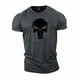 GYMTIER Bodybuilding-T-Shirt der Männer - Skull - Fitness-Trainingsoberteil
