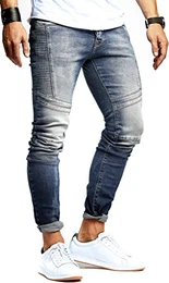 Herren Jeans Hose Slim Fit Denim Blaue graue Lange Jeanshose für Männer Coole Jungen weiße Stretch Freizeithose Schwarze Cargo Chino Sommer Winter Basic LN9920BL Blau W32/L32
