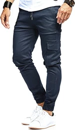 Herren Jogger Chino Cargo Jeans Hose Freitzeithose LN8071; Größe S; Blau