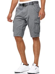 Herren Monroe Cargo Cargo-Shorts inkl. Gürtel Bermuda Männer Sommerhose aus Baumwolle Iron M