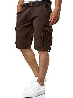 Indicode Herren Monroe Cargo ZA Shorts Dk Brown