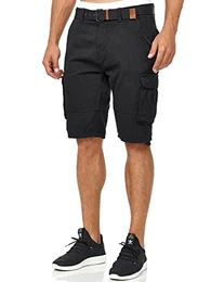 Herren Monroe Cargo Cargo-Shorts inkl. Gürtel Bermuda Männer Sommerhose aus Baumwolle Black M