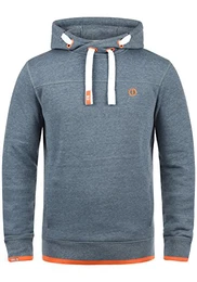 !Solid Benjamin Hood Herren Kapuzenpullover Hoodie Pullover Mit Kapuze Cross-Over-Kragen Und Fleece-Innenseite, Größe:M, Farbe:Grey Blue Melange (1946M)
