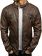 BOLF Herren Kunstlederjacke mit aufregendem Kragen Casual Style mit Reißverschluss Nature 4947 Braun M [4D4]
