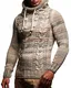 Leif Nelson Herren Strick-Pullover Strick-Pulli mit Kapuze Moderner Winter Woll-Pullover Langarm-Sweatshirt Slim Fit LN20227 Beige Medium