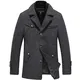 YOUTHUP Herren Wollmantel Winter Lang Warm Mantal Winteljacke Freizeit Stehkragen