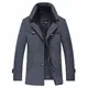 YOUTHUP Herren Wollmantel Winter Lang Warm Mantal Winteljacke Freizeit Stehkragen